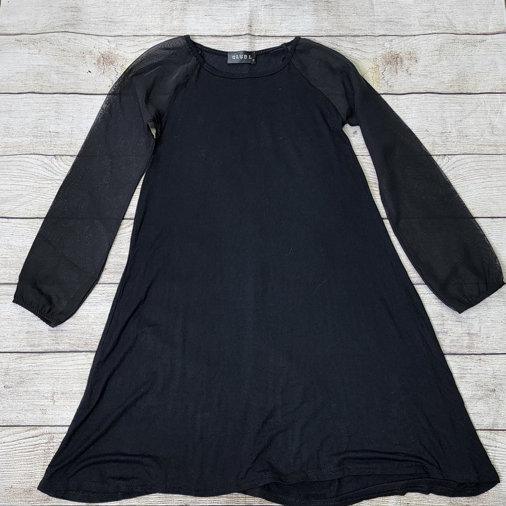 Club L Girls A Line Dress with sheer sleeves